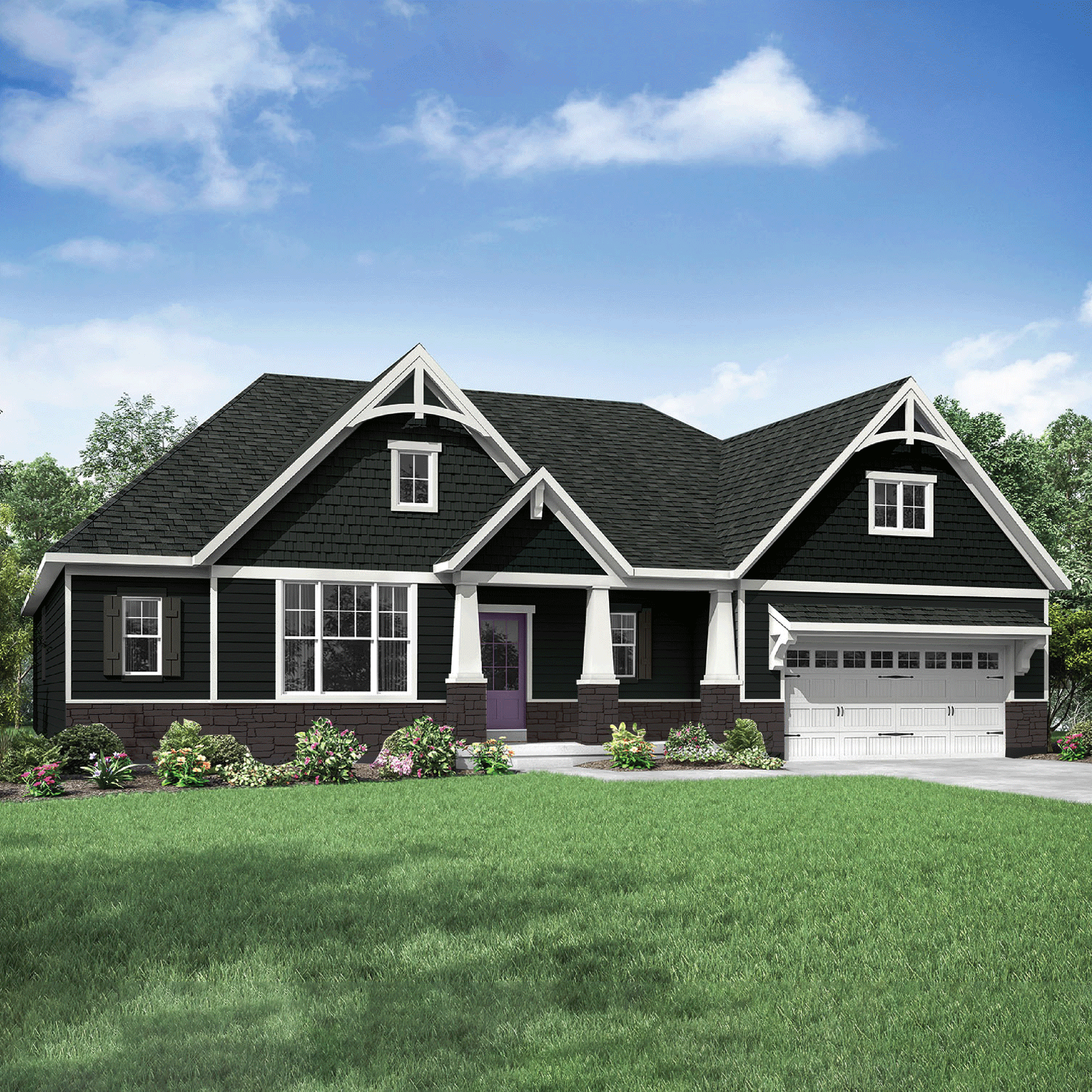 Drees Homes custom exterior materials collections. Multiple home siding + roof mockups